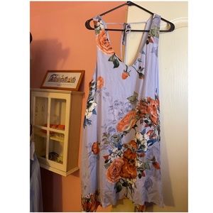 Flower dress tie back purple